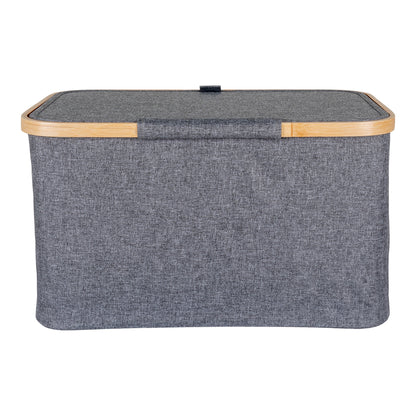 Noto Basket - Basket, bamboo/textile, dark grey 30x45x25 cm