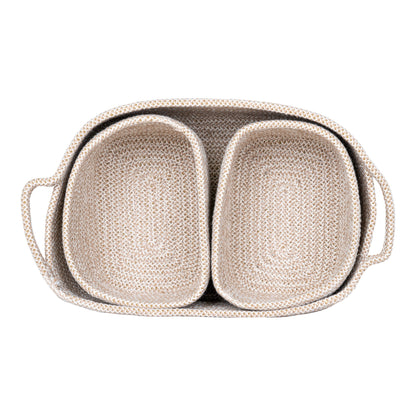 Teixo Baskets - Baskets, cotton, beige set of 3