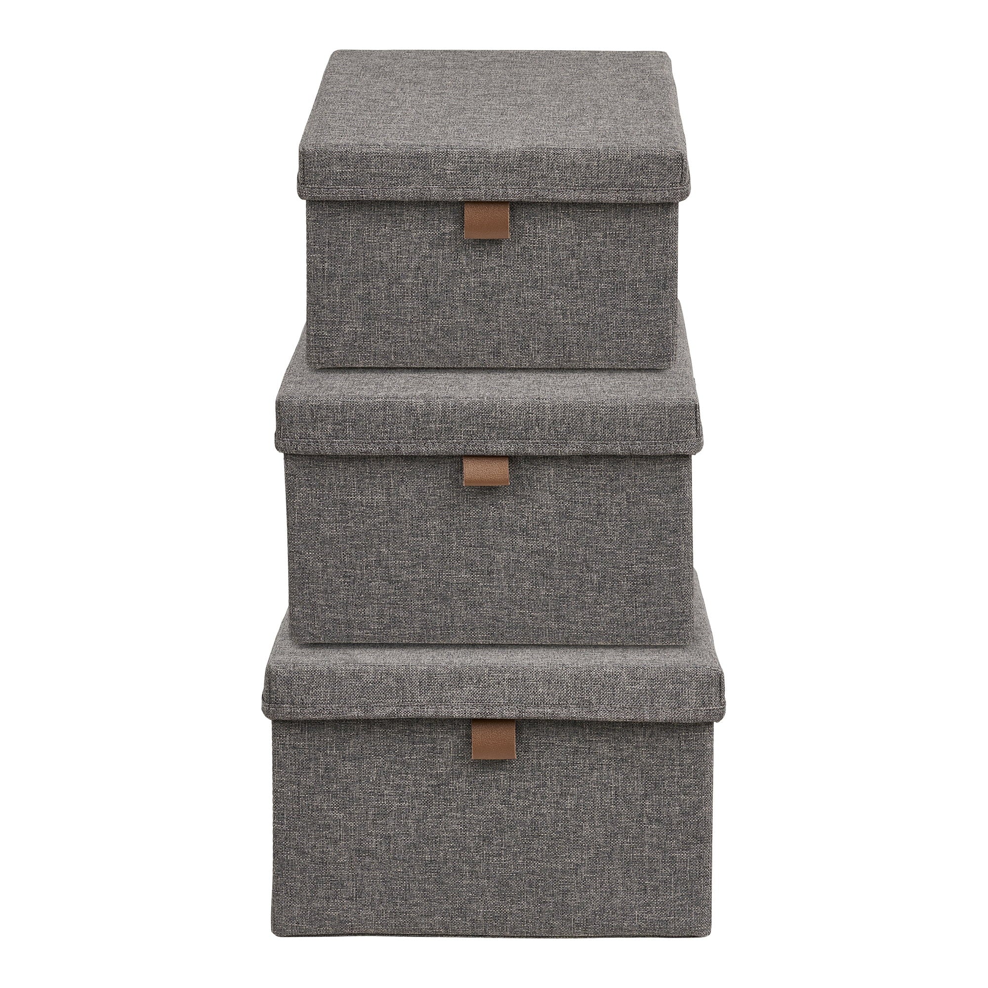 Noto Storage Boxes – Aufbewahrungsboxen, Textil, dunkelgrau 3er Set