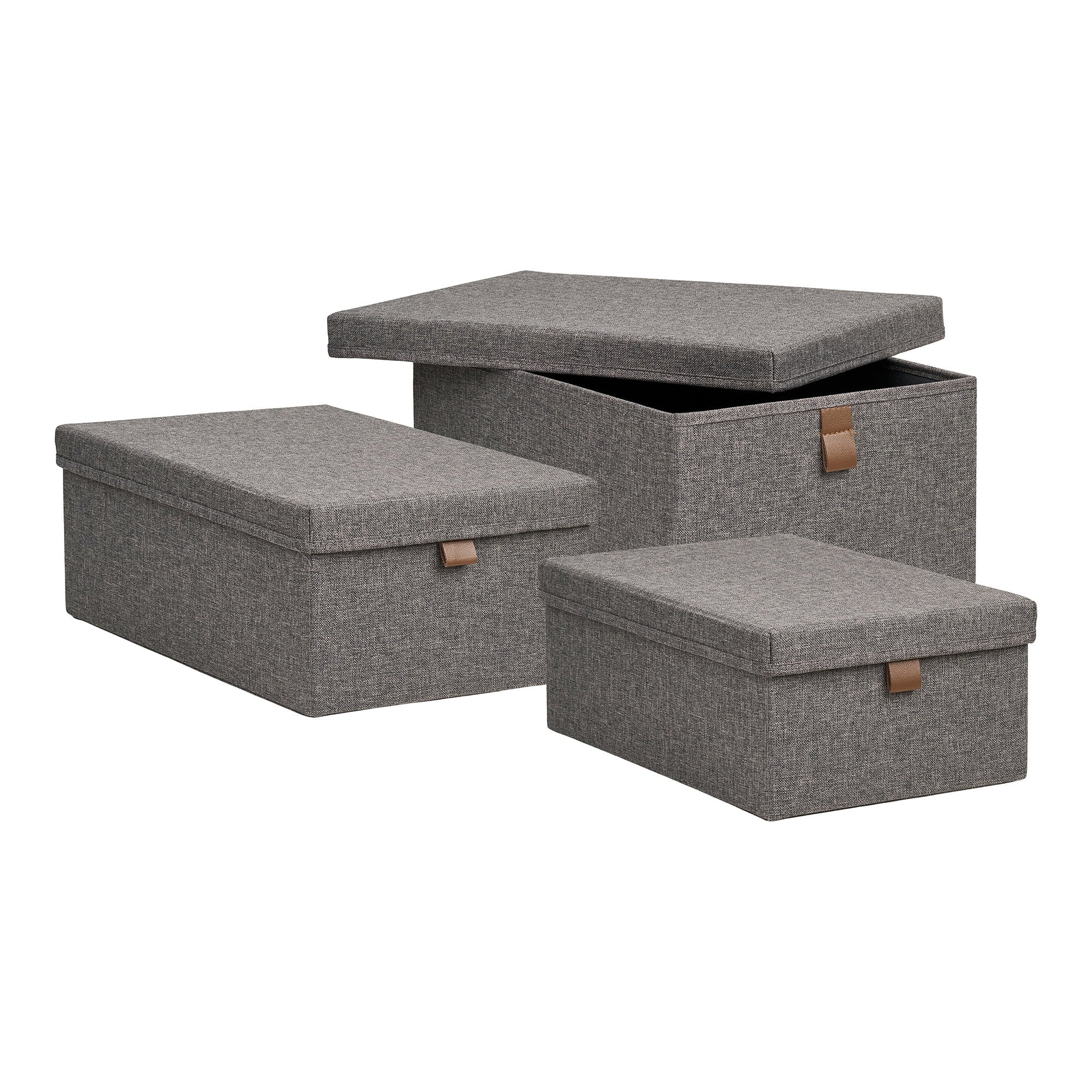 Noto Storage Boxes – Aufbewahrungsboxen, Textil, dunkelgrau 3er Set