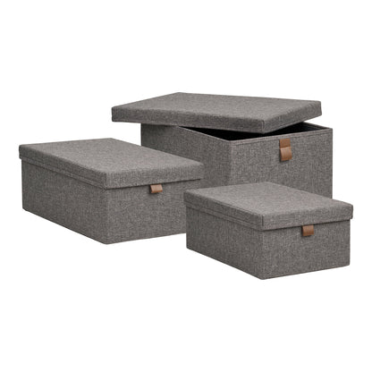 Noto Storage Boxes – Aufbewahrungsboxen, Textil, dunkelgrau 3er Set