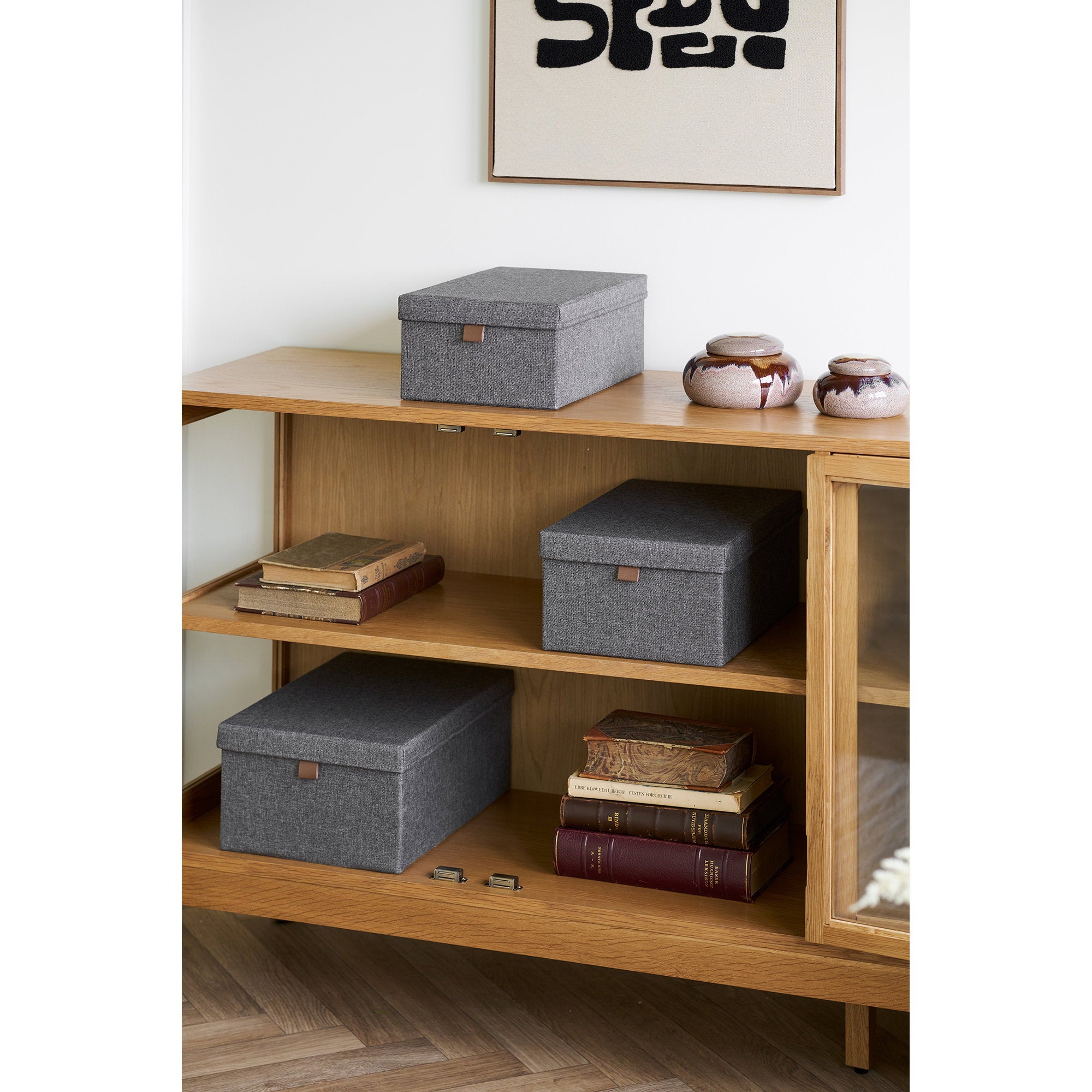 Noto Storage Boxes – Aufbewahrungsboxen, Textil, dunkelgrau 3er Set