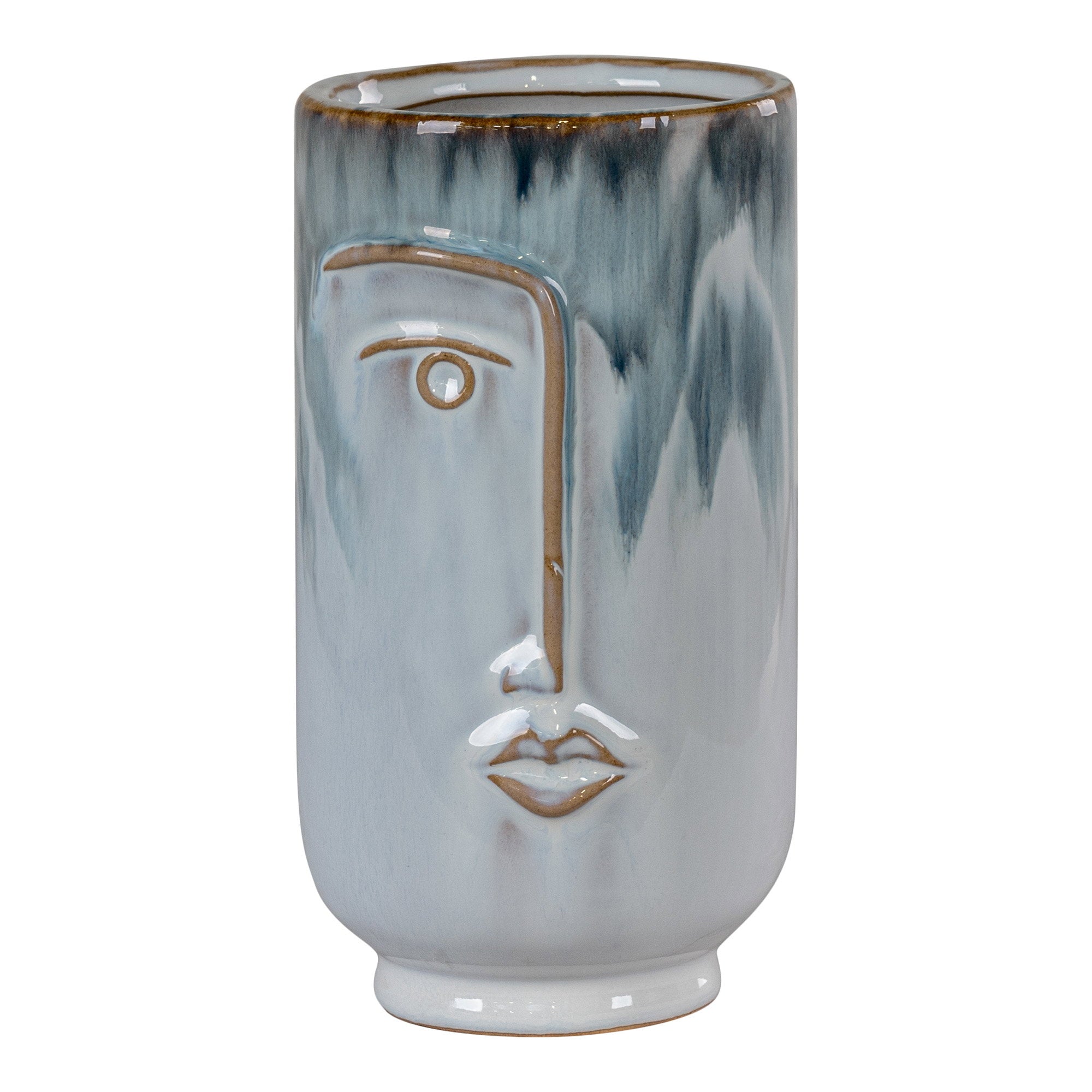 Vase - Vase, ceramic, blue ø9x17 cm