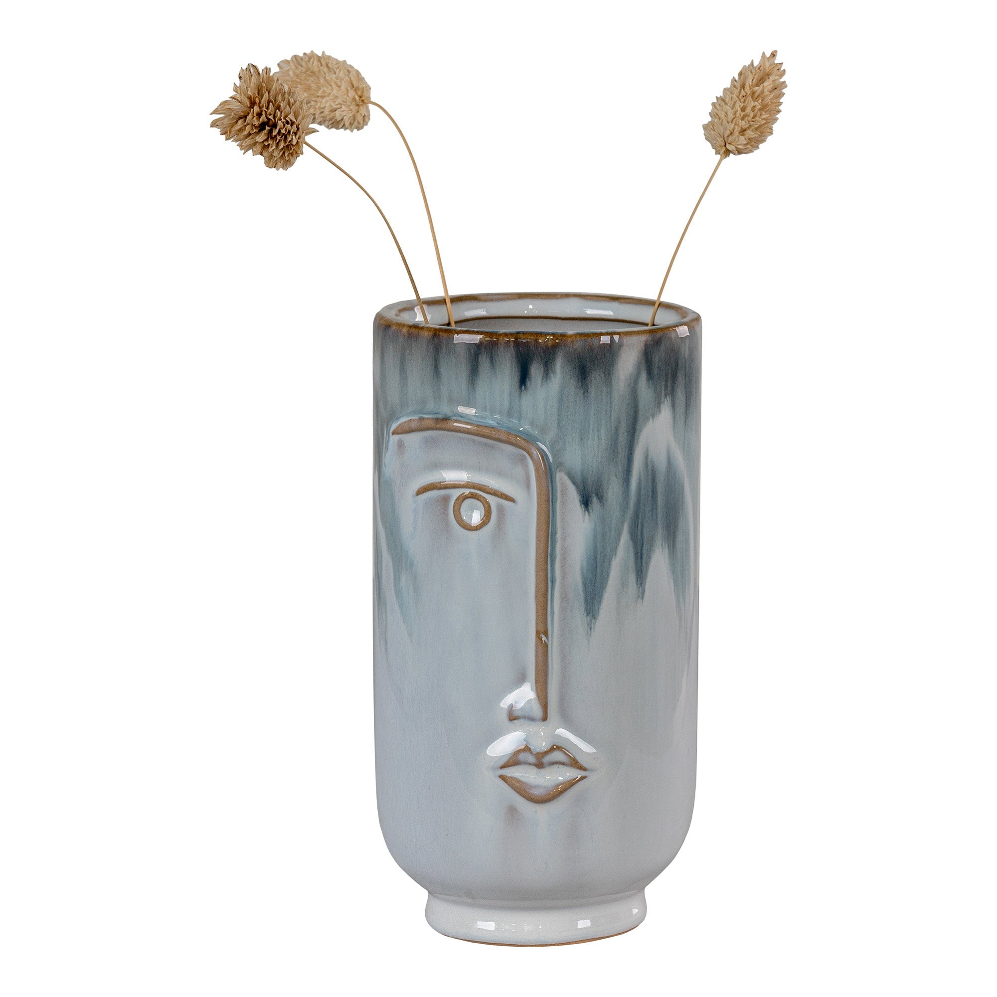 Vase - Vase, ceramic, blue ø9x17 cm