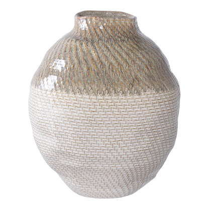Vase - Vase, ceramic, white/green ø26x30,5 cm
