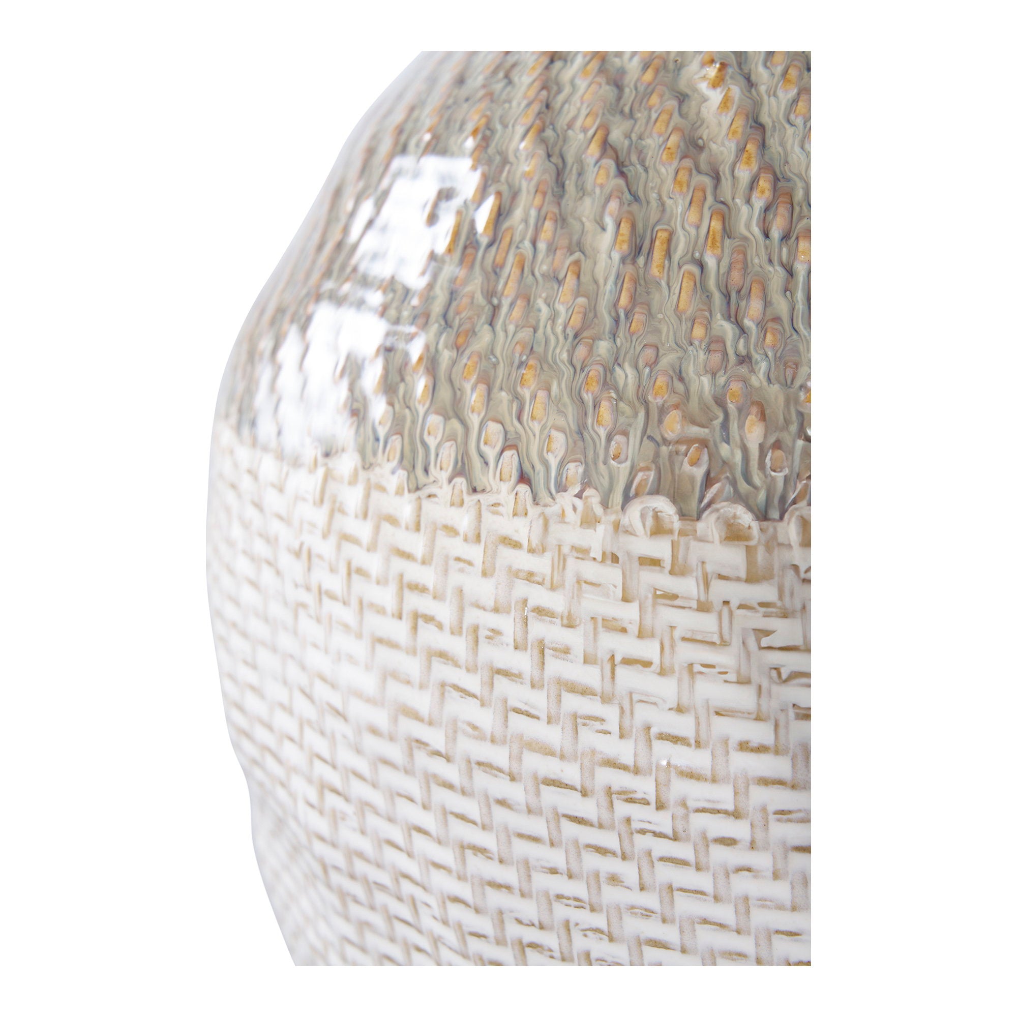 Vase - Vase, ceramic, white/green ø26x30,5 cm