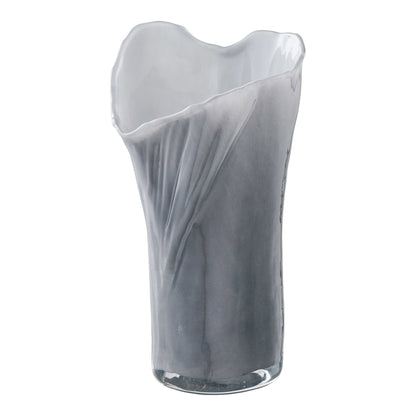 Vase – Vase, mundgeblasen, grau/weiß, 13x12,5x24 cm