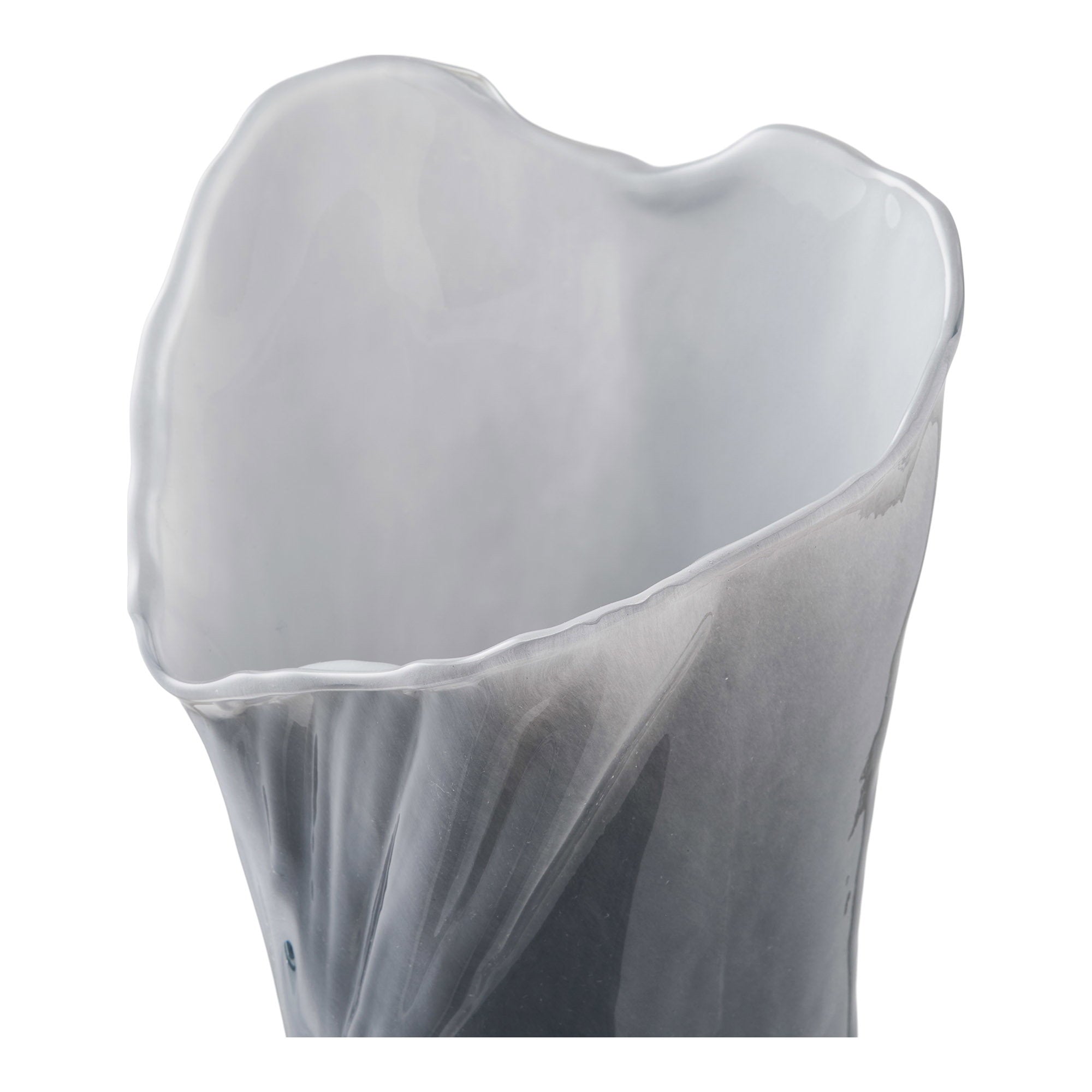 Vase – Vase, mundgeblasen, grau/weiß, 13x12,5x24 cm