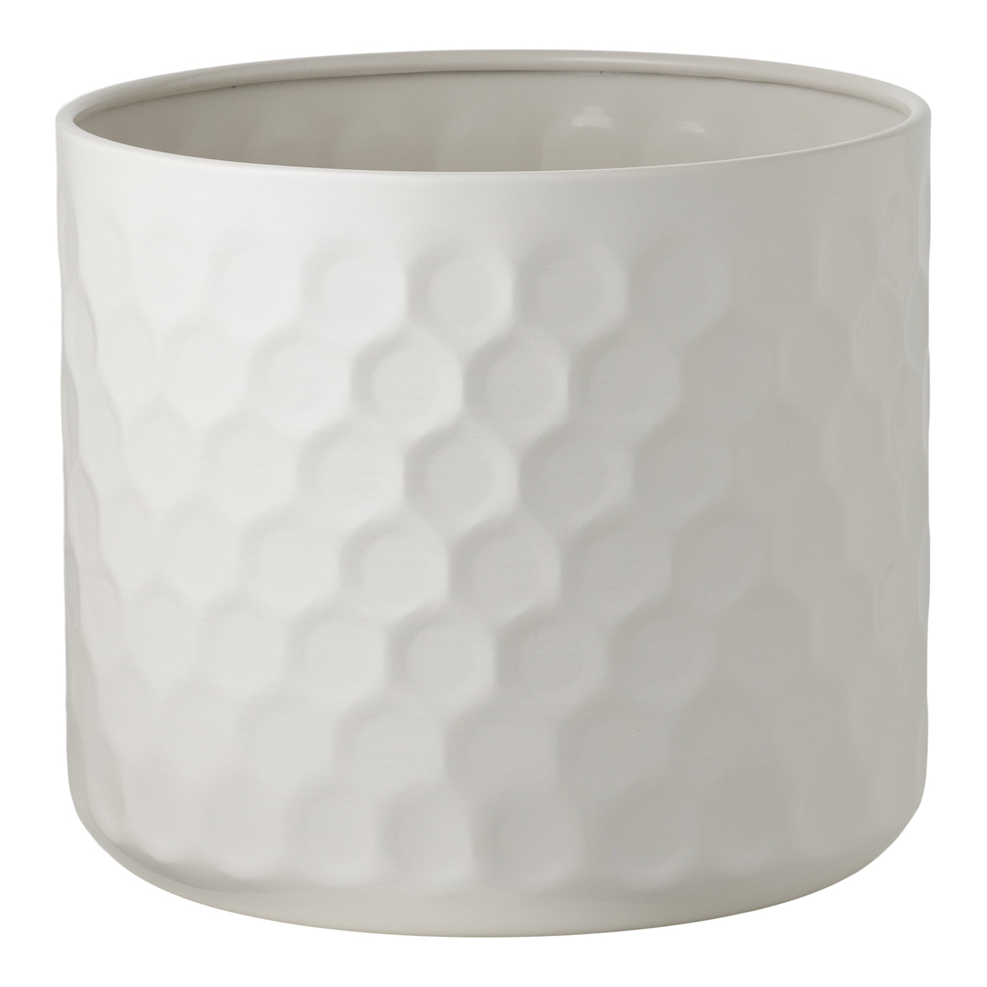 Brede stalen bloempot in wit, ø24,5×21 cm