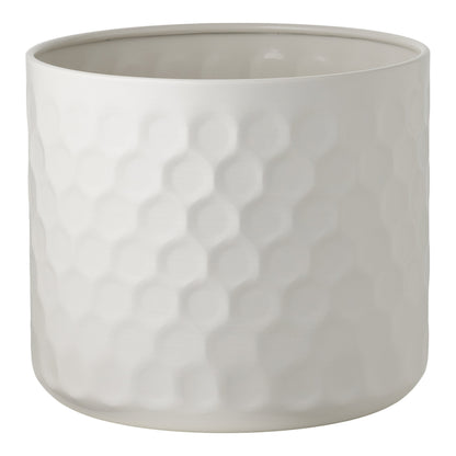 Brede stalen bloempot in wit, ø24,5×21 cm