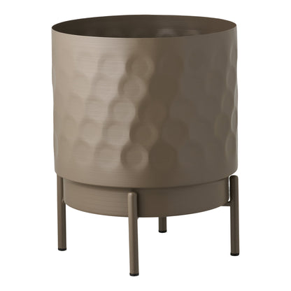 Ronde stalen bloempot in bruin, ø21×26 cm