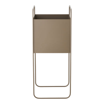 Slanke hoge stalen bloempot in bruin, 22,5×22,5×54 cm