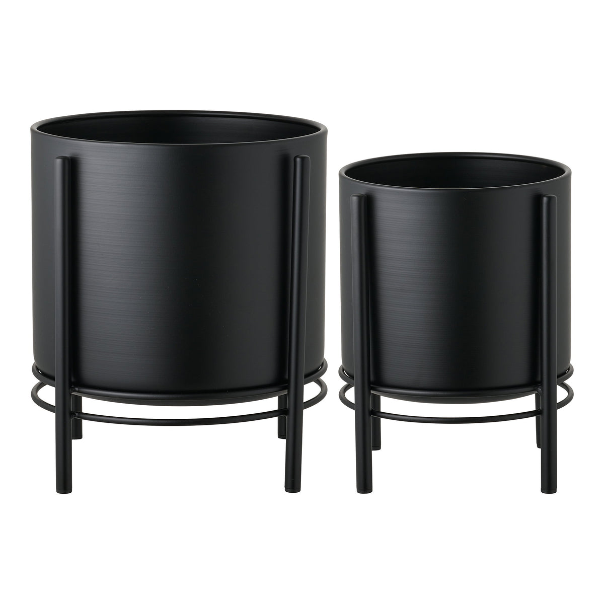 Plantenpotten Flowerpot – staal, zwart, set van 2