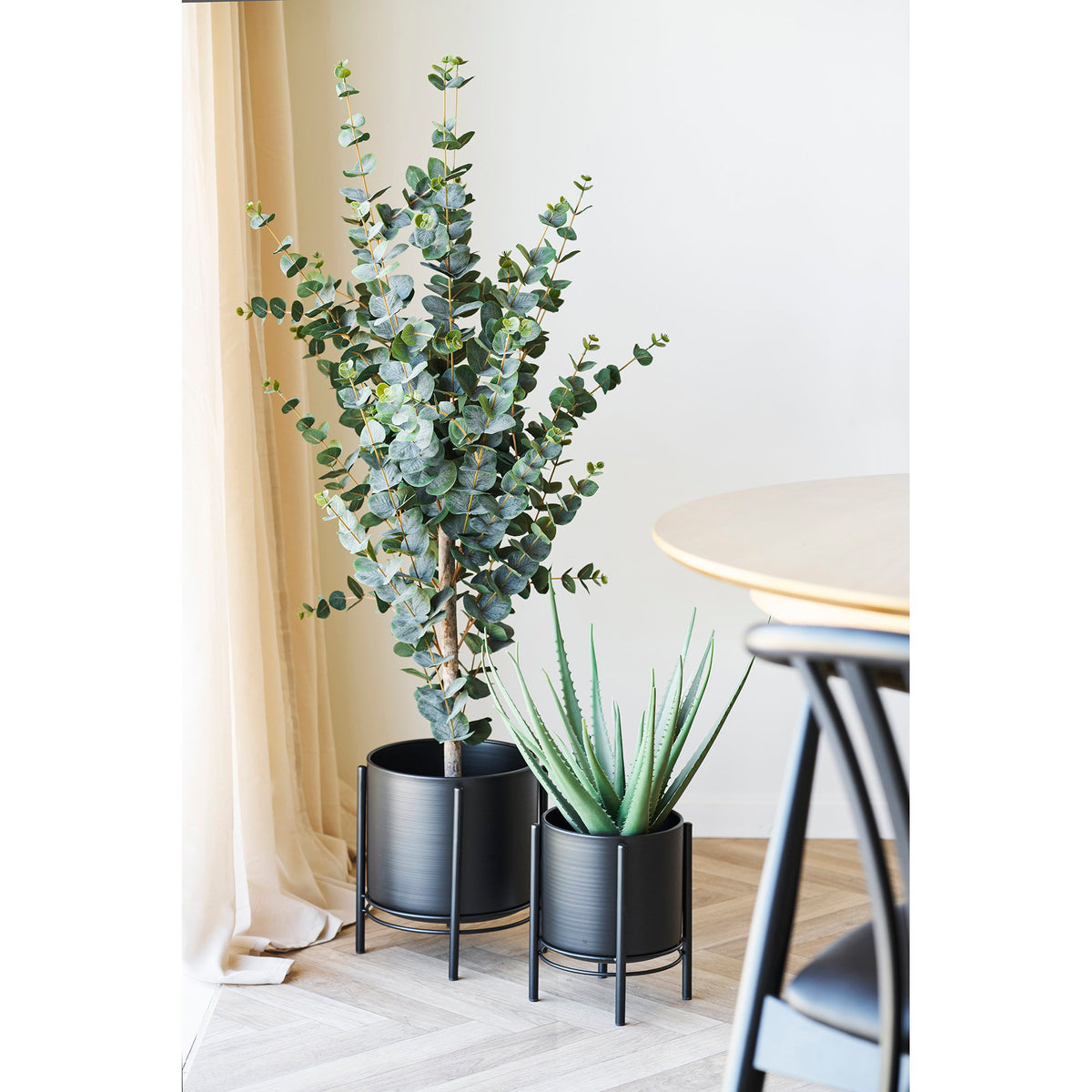 Plantenpotten Flowerpot – staal, zwart, set van 2
