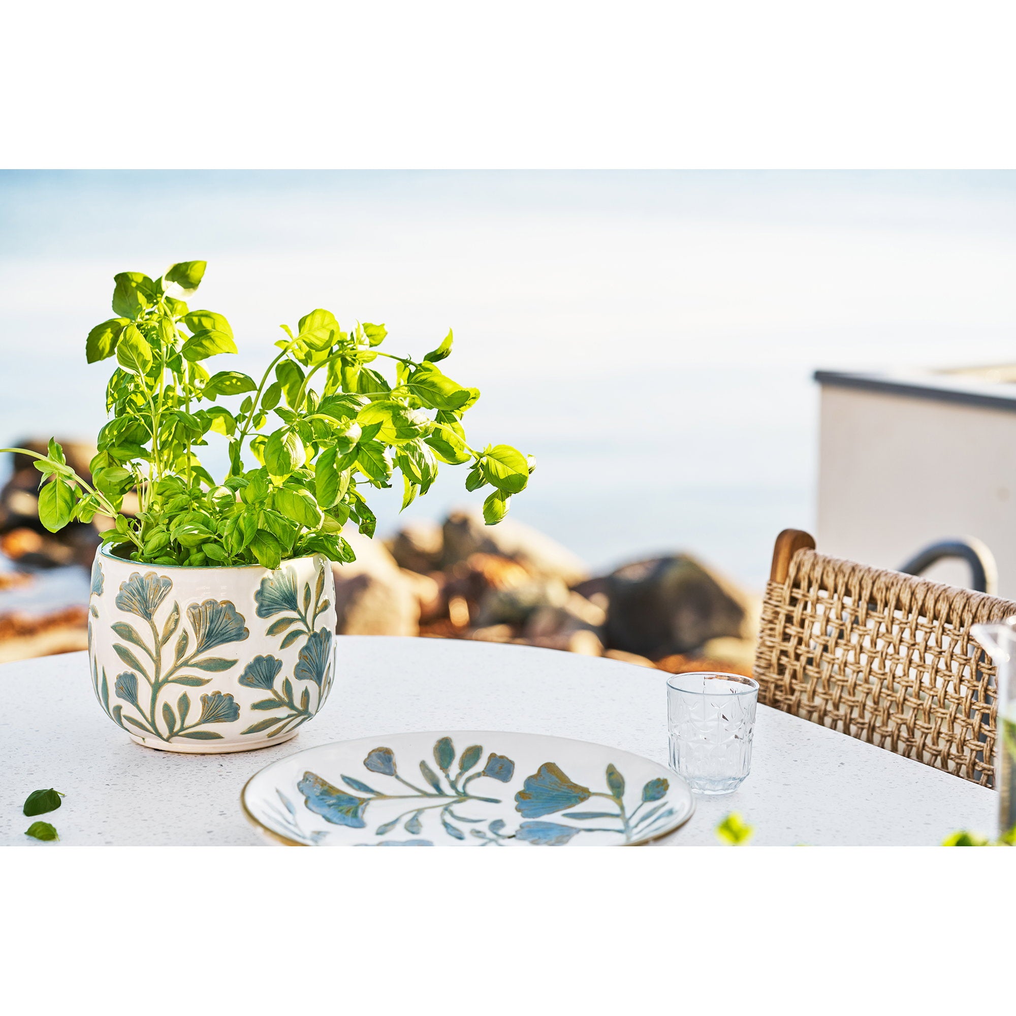 Blumentopf – Keramik, weiß gemischt, ø22,5×17,5 cm