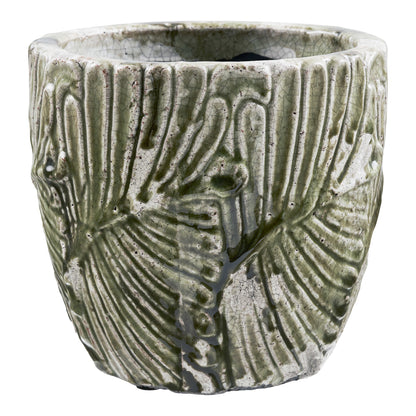 Blumentopf - Blumentopf, Keramik, grün/weiß, ø20x18,5 cm