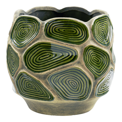 Blumentopf - Blumentopf, Keramik, dunkles Waldgrün/Braun, ø18x16 cm