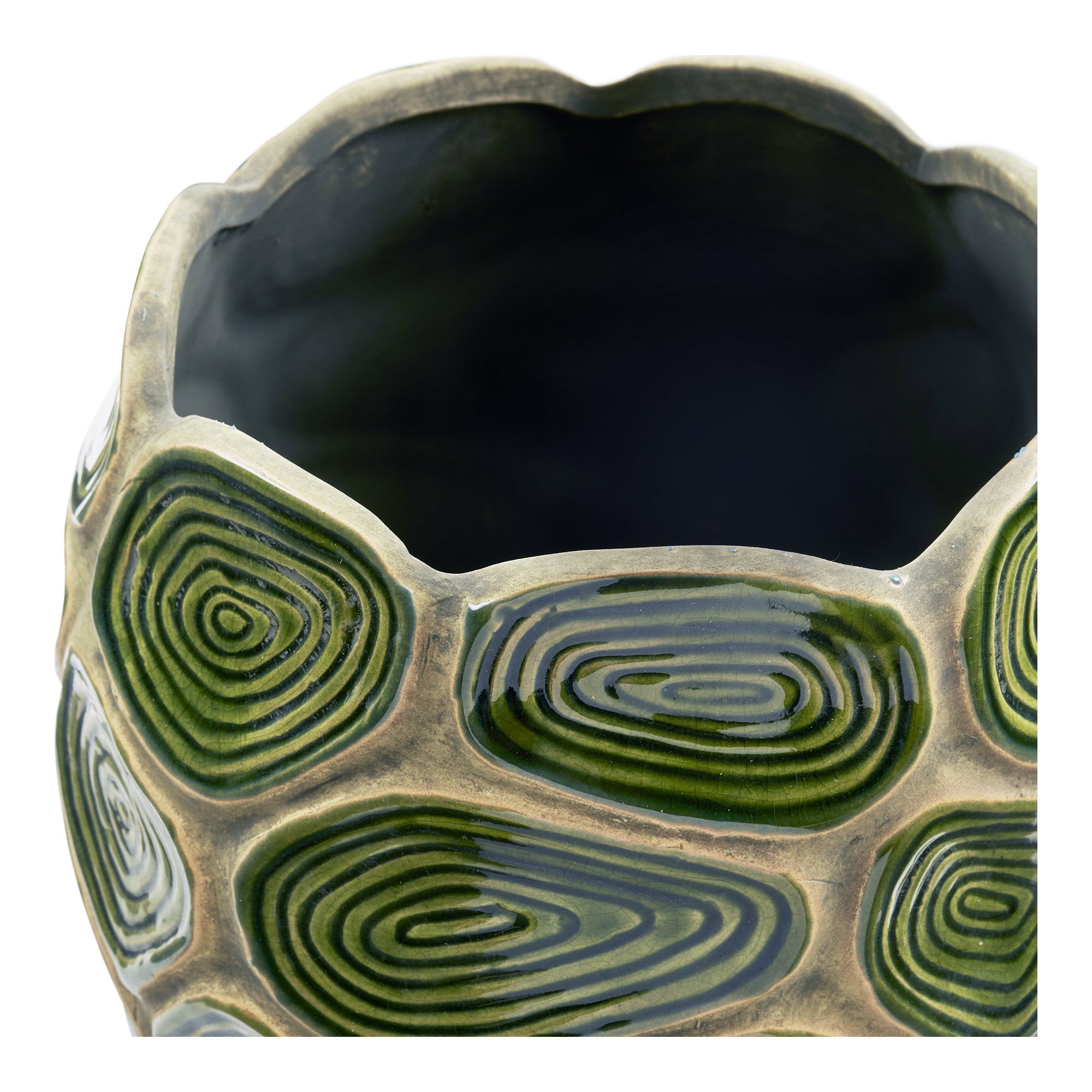 Blumentopf - Blumentopf, Keramik, dunkles Waldgrün/Braun, ø18x16 cm