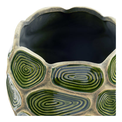 Blumentopf - Blumentopf, Keramik, dunkles Waldgrün/Braun, ø18x16 cm