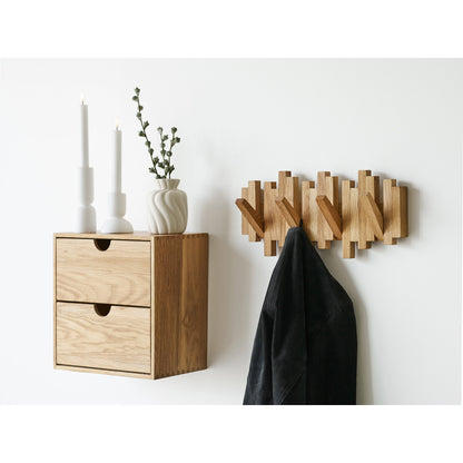 Wandkapstok Caltra – eikenhout, naturel, 40x3x18 cm