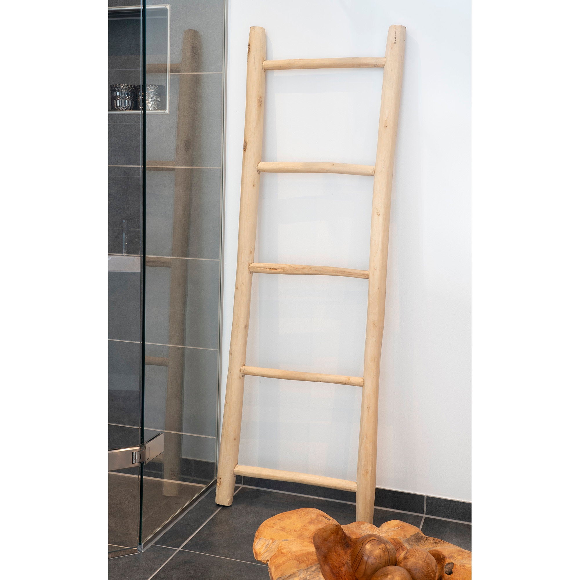 Decorative ladder - Decorative ladder, teak, natural 50x150 cm