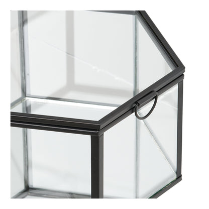 Decoratiedoosje Torpe – glas en metaal, transparant en zwart, set van 2