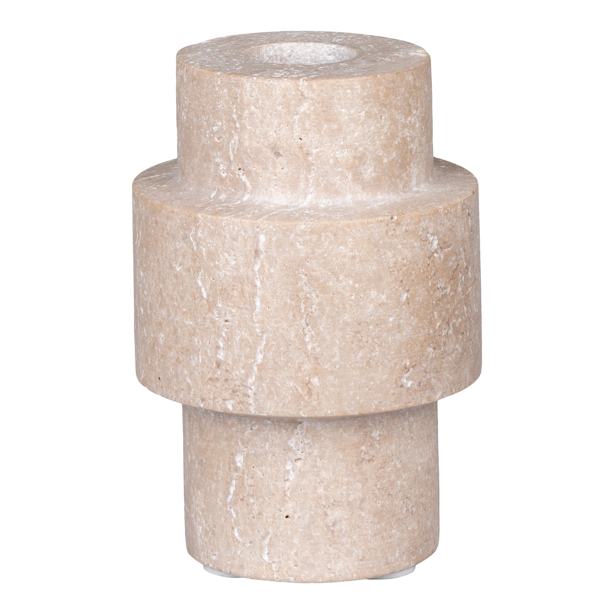 Candle Holder - Candle holder, travertine, natural ø7x10 cm