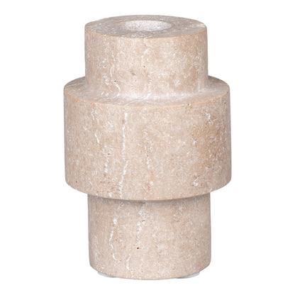 Candle Holder - Candle holder, travertine, natural ø7x10 cm