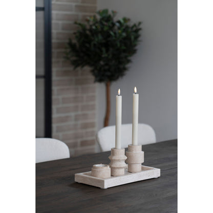 Candle Holder  - Candle holder, travertine, natural ø7x10 cm