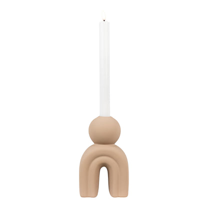 Candle holder - Candle holder, ceramic, brown 10,5x6,5x17 cm