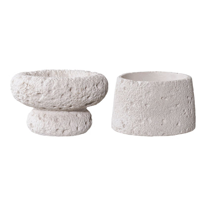 Candle Holder - Candle holder, cement, grey set of 2