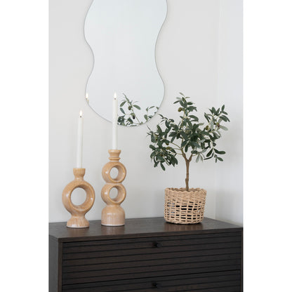 Candle Holder - Candle holder, ceramic, brown 13,5x8,8x23,4 cm
