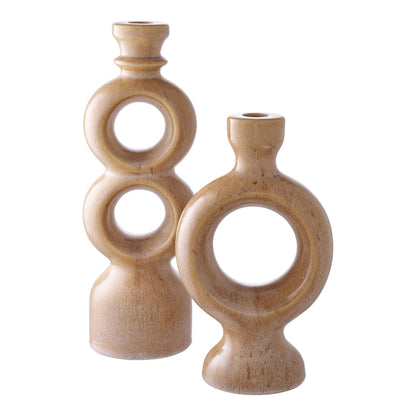Candle Holder - Candle holder, ceramic, brown 10,7x9,5x30,5 cm