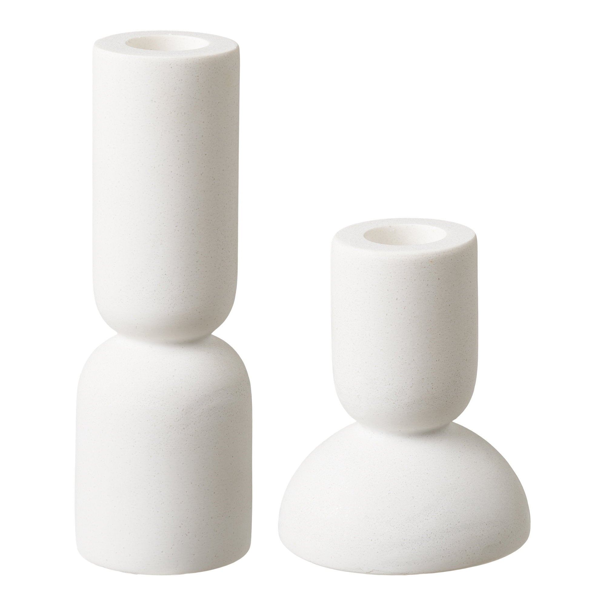 Candle Holder - Candle holder, limestone, white set of 2