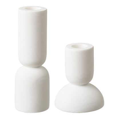 Candle Holder - Candle holder, limestone, white set of 2