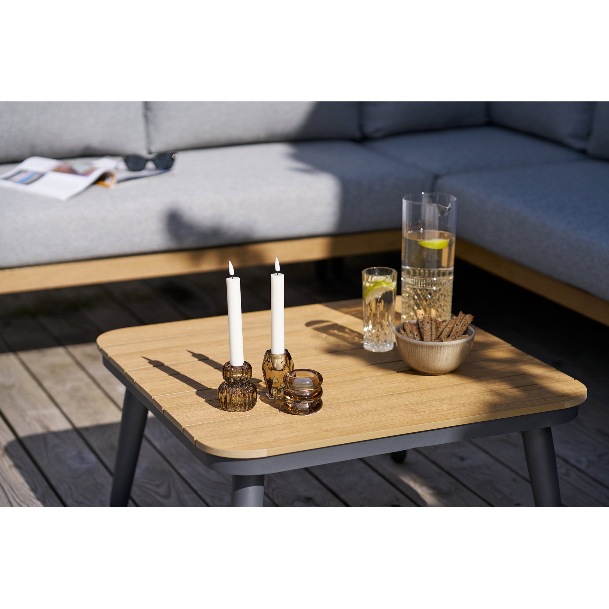 Candle Holder - Candle holder, glass, smoked brown set of 3