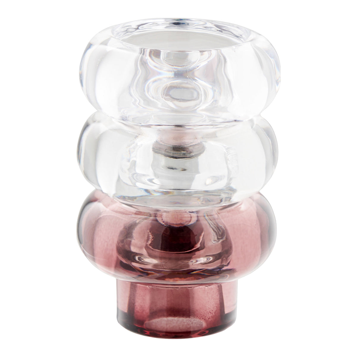 Kaarsenhouders – glas, helder, rookgrijs en kastanjerood, set van 3