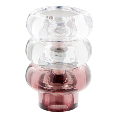 Kaarsenhouders – glas, helder, rookgrijs en kastanjerood, set van 3
