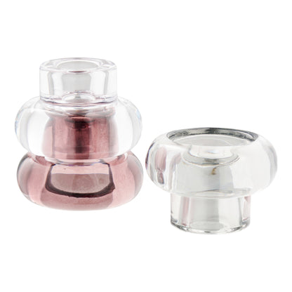 Kaarsenhouders – glas, helder, rookgrijs en kastanjerood, set van 3