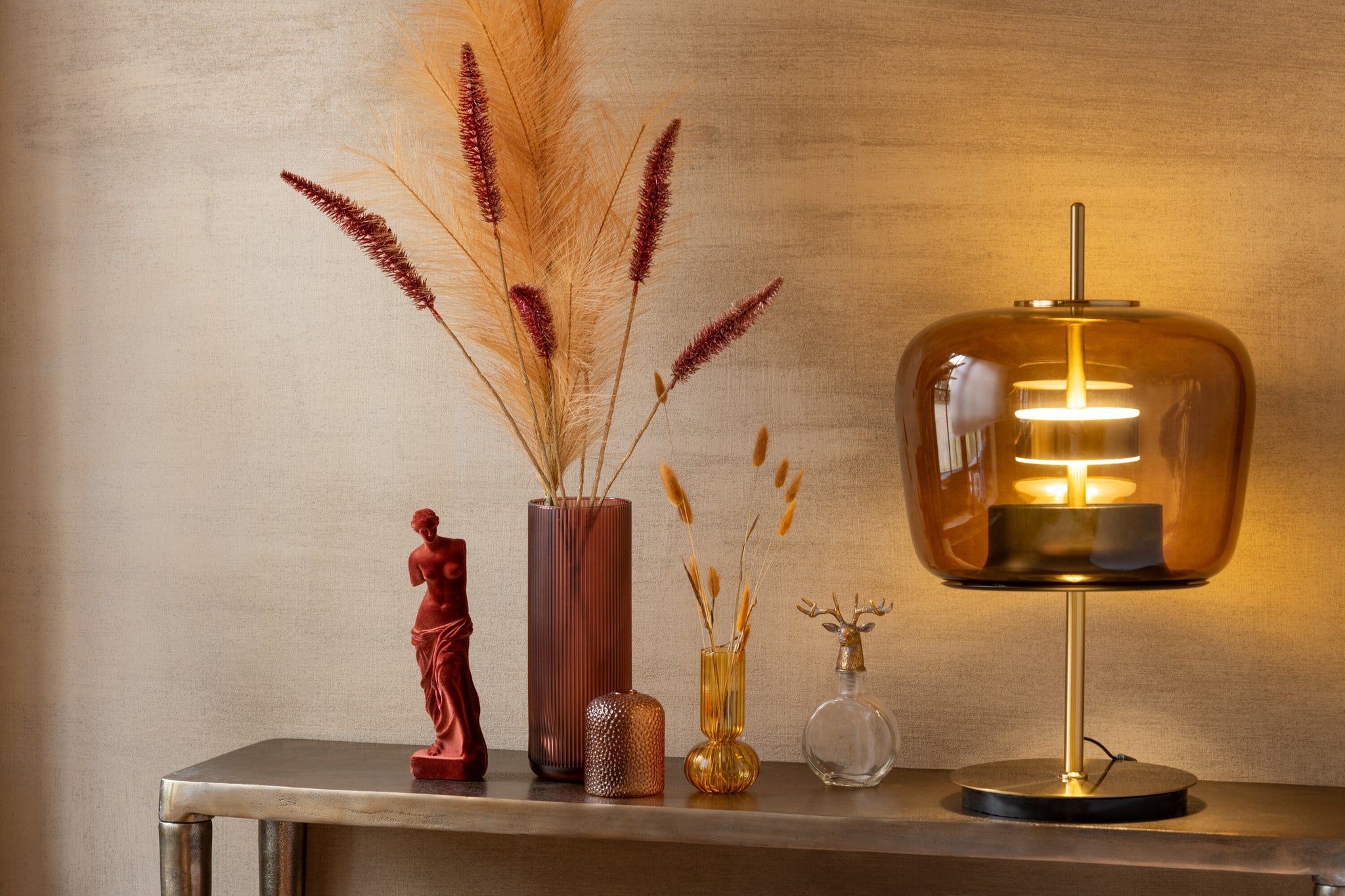 Statue Greek Lady Resin Velvet Burgundy