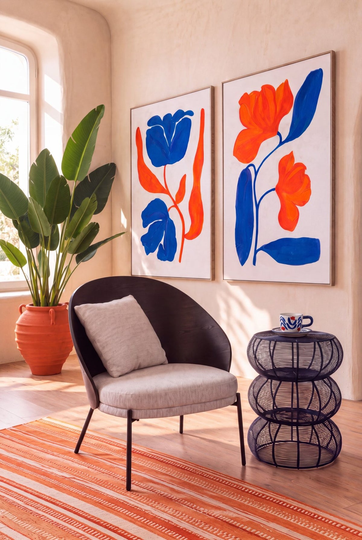 Sillón Lone – madera/metal, negro/gris