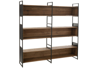 Stellingkast Rustik – gerecycled hout, zwart/naturel, 200x40x200 cm