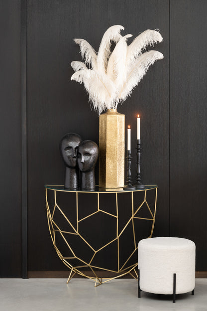 Ronde kruk in zachte stof wit met minimalistisch design