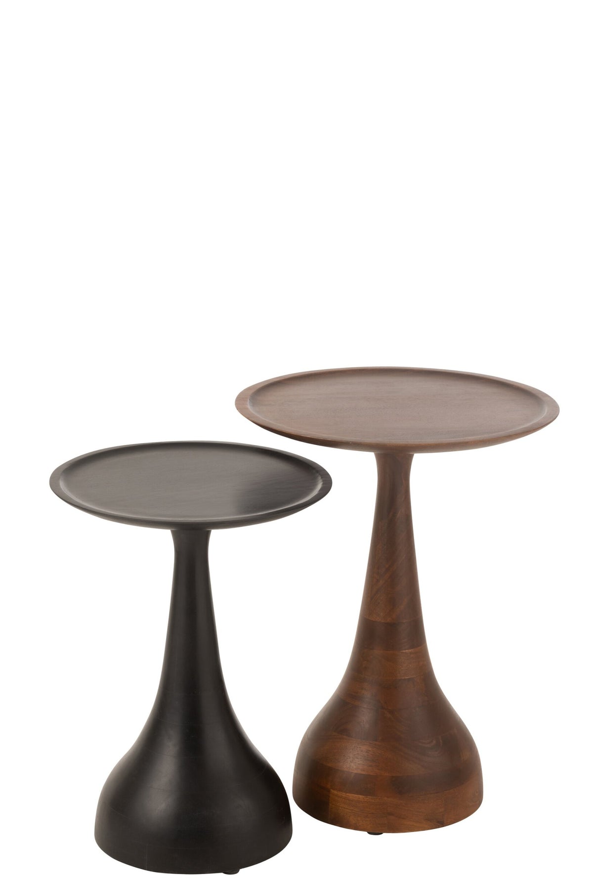 Set von 2 Beistelltischen Paro Mangoholz Braun/Schwarz