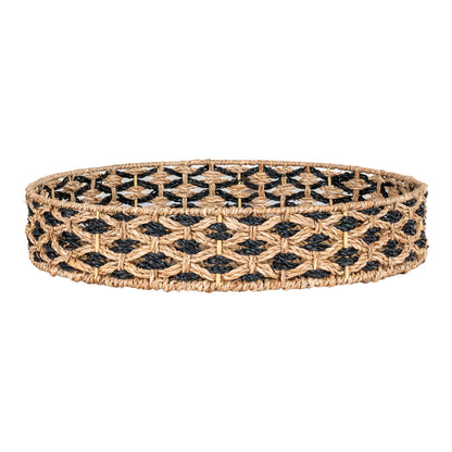 Nerja Tray - Tray, seagrass, black/nature ø38 cm
