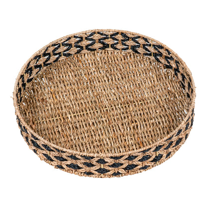 Nerja Tray - Tray, seagrass, black/nature ø38 cm