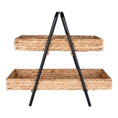 Alfaro Tray  - Tray, water hyacinth/metal, black/nature 42x23x43,5 cm