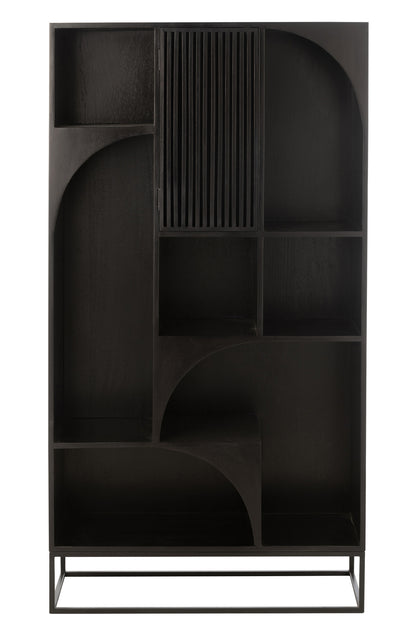 Design Boekenkast Mangohout Zwart 90x33x168 cm