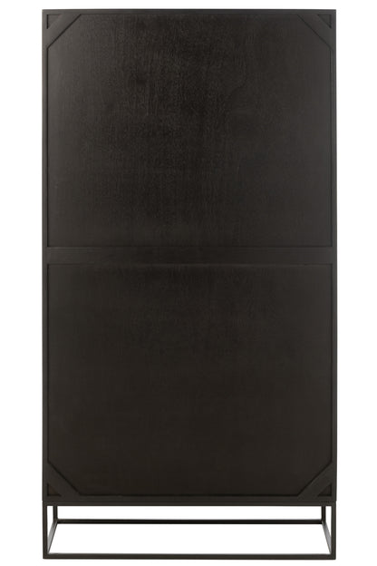 Design Boekenkast Mangohout Zwart 90x33x168 cm