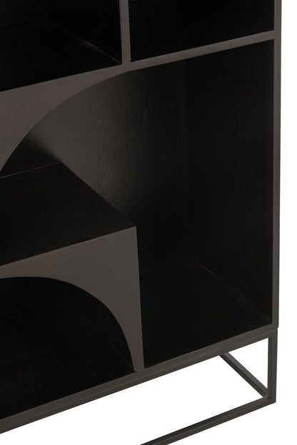 Design Boekenkast Mangohout Zwart 90x33x168 cm